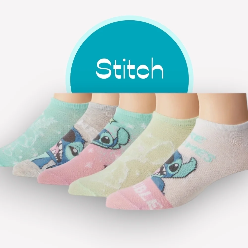 NWT Disney Stitch Teal Blue Not Shows Socks Sz 6 / 10